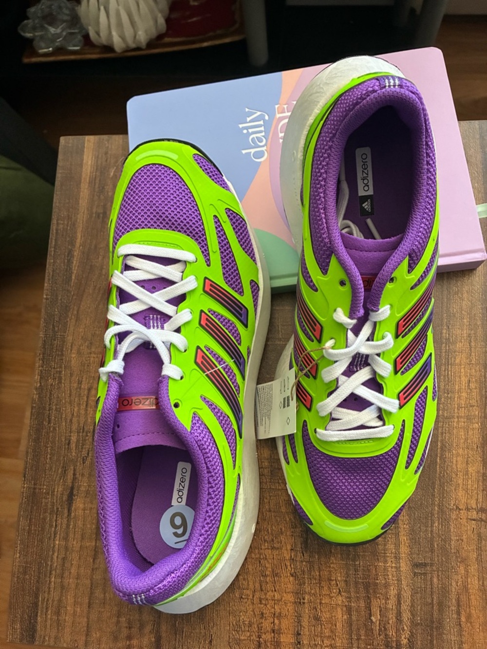 Adidas Adizero Aruku /Active Purple Solar Green" colorway / Women Size 9 / NWT - Picture 4 of 12
